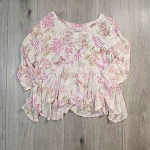 CMC Pink Floral Flowy Blouse M